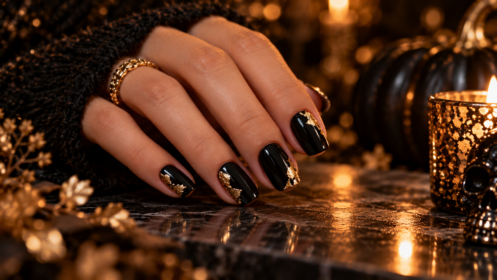 Velvet Plum Almond Nails with Gilded Cuticle Cuffs